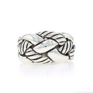 David Yurman Basketweave Woven Braid Statement Band - Sterling 925 Ring SZ 7